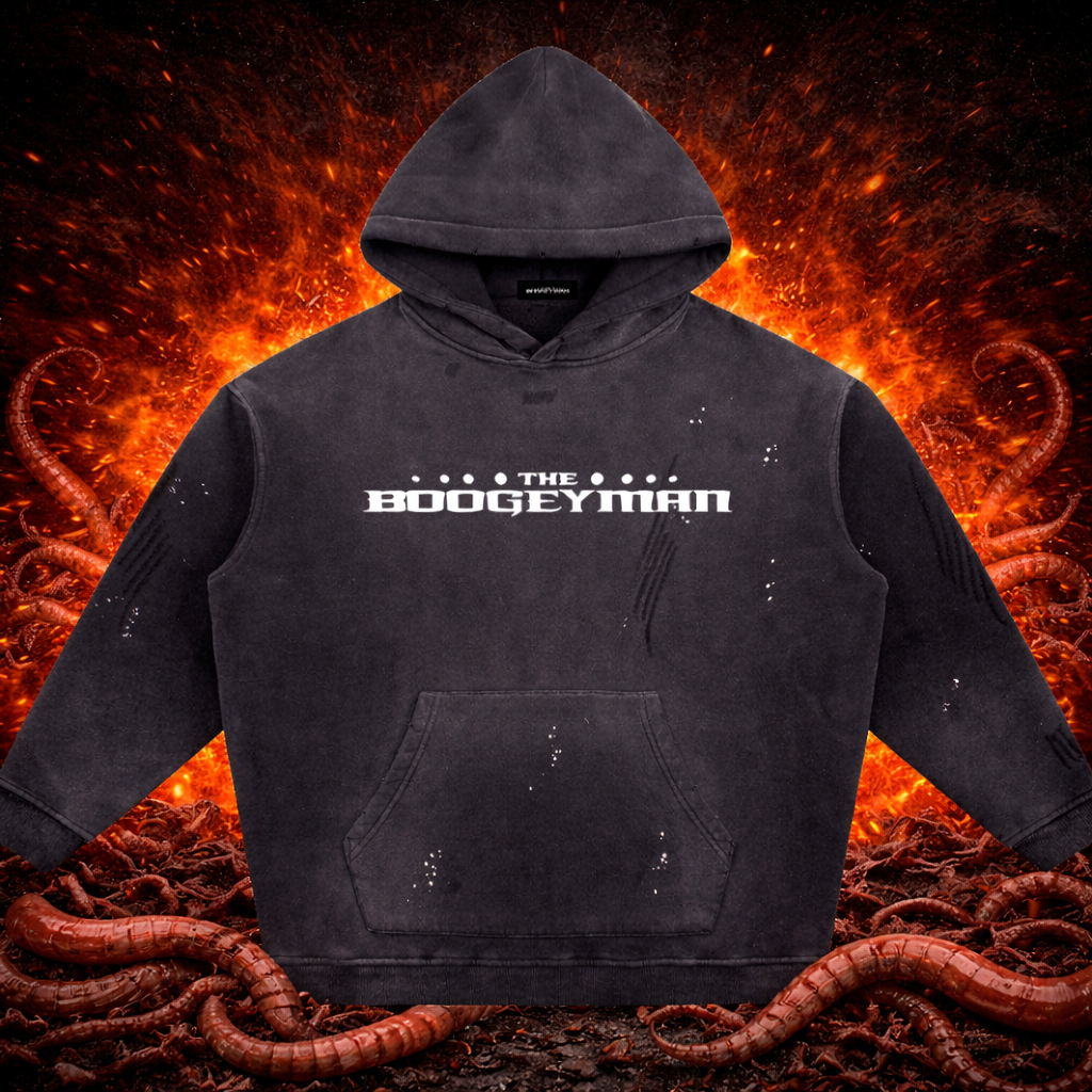 Boogeyman "Through the Smoke" (GREEN) Vintage Washed Frayed Fleece Hoodie