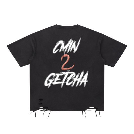 "Through the Smoke" Snow Washed Raw-Hem T-Shirt