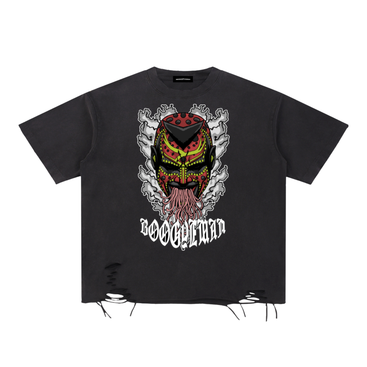 "Through the Smoke" Snow Washed Raw-Hem T-Shirt