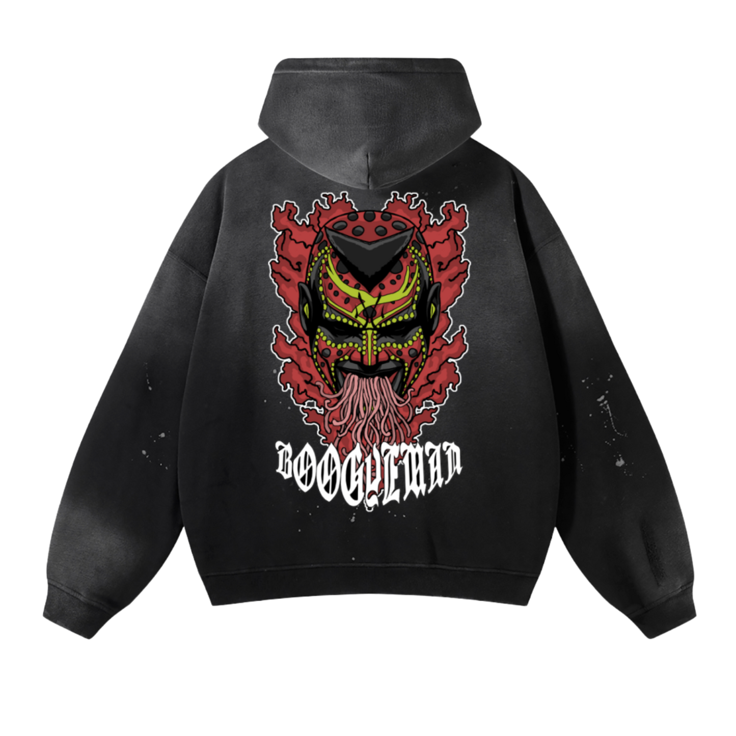 Boogeyman "Through the Smoke" (RED) Vintage Washed Frayed Fleece Hoodie