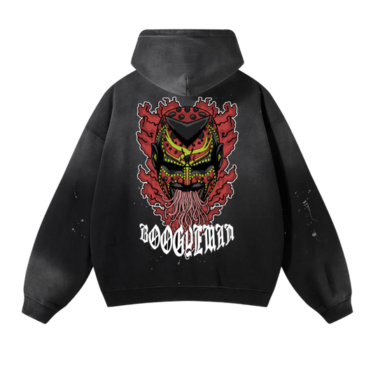 Boogeyman "Through the Smoke" (RED) Vintage Washed Frayed Fleece Hoodie